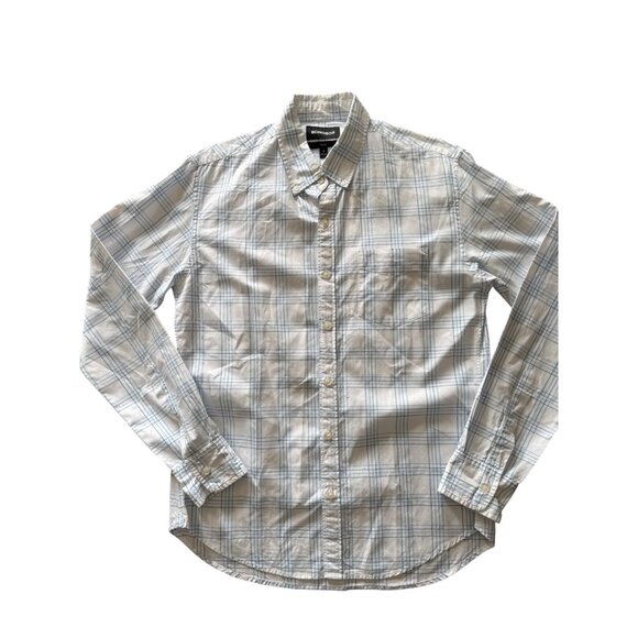 Bonobos Mens Shirt M Slim Fit Plaid Button-Down Long Sleeve White Blue - Picture 1 of 5